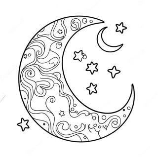 Pagina Para Colorear De Luna Y Estrellas Caprichosas 60647-50310