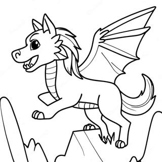 Pagina Para Colorear De Dragon Lobo Majestuoso Volando 60687-50338