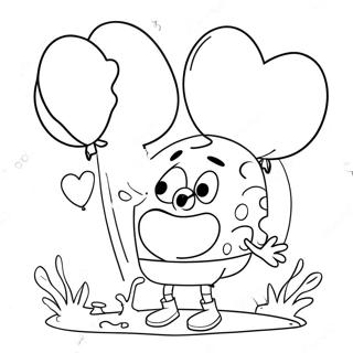 Pagina Para Colorear De Spongebob Con Globos En Forma De Corazon 61087-50657