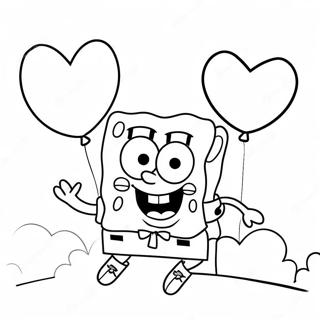 Pagina Para Colorear De Spongebob Con Globos En Forma De Corazon 61087-50660