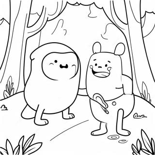 Pagina Para Colorear De Finn Y Jake En Un Bosque Magico 612-489