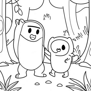 Pagina Para Colorear De Finn Y Jake En Un Bosque Magico 612-490