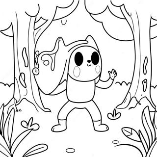 Pagina Para Colorear De Finn Y Jake En Un Bosque Magico 612-492