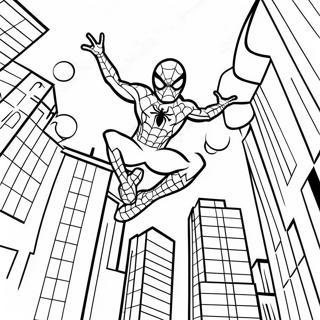 Pagina Para Colorear De Spiderman Balanceandose Por La Ciudad 61307-50833