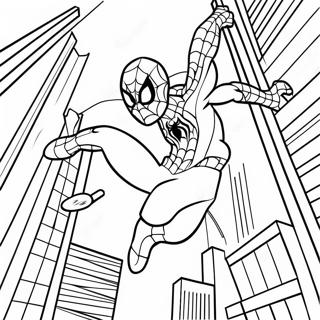 Pagina Para Colorear De Spiderman Balanceandose Por La Ciudad 61307-50834