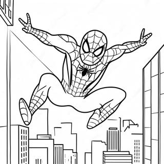 Pagina Para Colorear De Spiderman Balanceandose Por La Ciudad 61307-50835