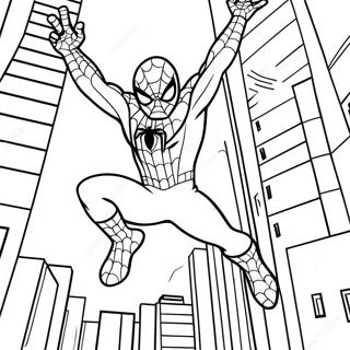 Pagina Para Colorear De Spiderman Balanceandose Por La Ciudad 61307-50836