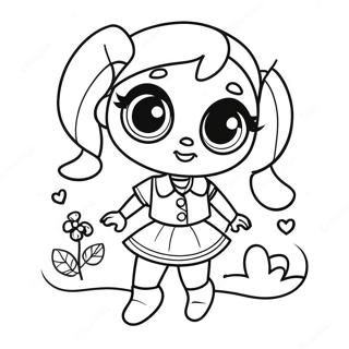 Pagina Para Colorear De Una Chica Powerpuff Alta Con Fondo Colorido 61367-50878