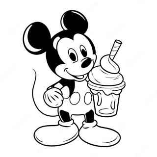 Pagina Para Colorear De Mickey Mouse Disfrutando De Un Helado 61417-50917