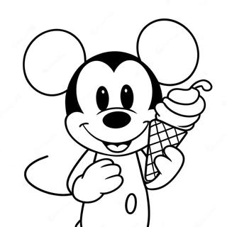 Pagina Para Colorear De Mickey Mouse Disfrutando De Un Helado 61417-50918