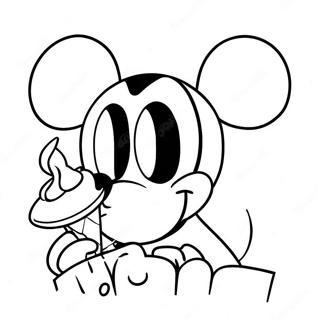 Pagina Para Colorear De Mickey Mouse Disfrutando De Un Helado 61417-50919