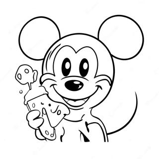 Pagina Para Colorear De Mickey Mouse Disfrutando De Un Helado 61417-50920