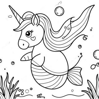 Pagina Para Colorear De Sirena Unicornio Brillante Bajo El Agua 6175-4933