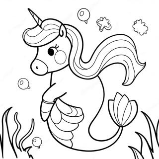 Pagina Para Colorear De Sirena Unicornio Brillante Bajo El Agua 6175-4934