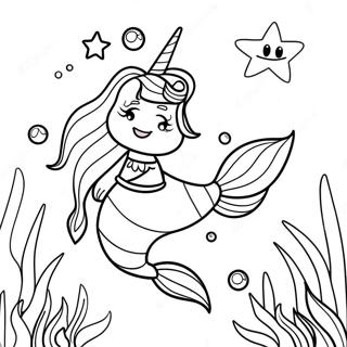 Pagina Para Colorear De Sirena Unicornio Brillante Bajo El Agua 6175-4936