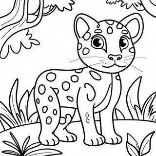 Pagina Para Colorear De Ocelote Jugueton En La Selva 61777-51209