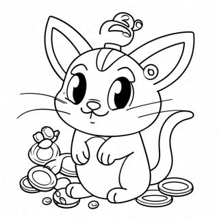 Pagina Para Colorear De Meowth Lindo Con Monedas 61807-51229