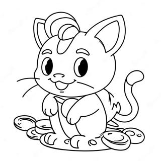 Pagina Para Colorear De Meowth Lindo Con Monedas 61807-51231