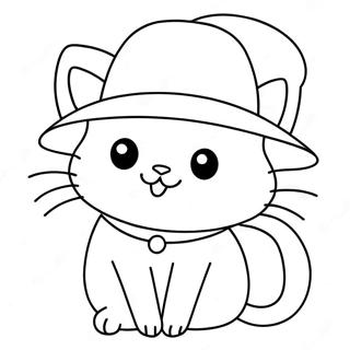 Pagina Para Colorear De Pop Cat Lindo Con Sombrero 61847-51263