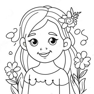 Pagina Para Colorear De La Linda Hannah Con Flores 62037-51418