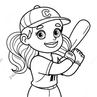 Pagina Para Colorear De Una Linda Jugadora De Softball 622-498