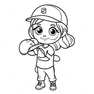 Pagina Para Colorear De Una Linda Jugadora De Softball 622-499