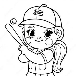 Pagina Para Colorear De Una Linda Jugadora De Softball 622-500