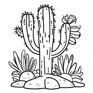 Pagina Para Colorear De Un Cactus Colorido Del Suroeste 62408-51695