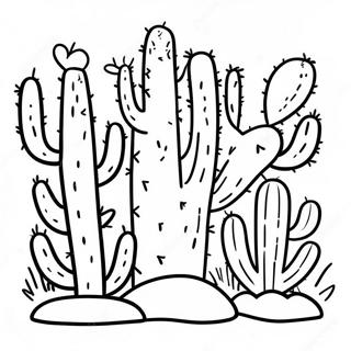 Pagina Para Colorear De Un Cactus Colorido Del Suroeste 62408-51696