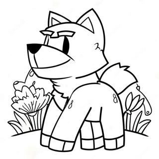 Pagina Para Colorear De Lobo De Minecraft Lindo Con Flores 62498-51769