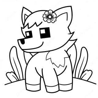 Pagina Para Colorear De Lobo De Minecraft Lindo Con Flores 62498-51772