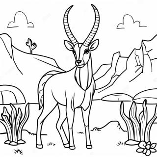 Pagina Para Colorear De Antilope Majestuoso En La Naturaleza 62648-51891