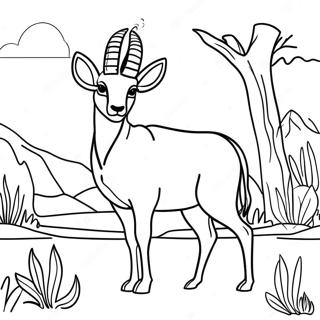 Pagina Para Colorear De Antilope Majestuoso En La Naturaleza 62648-51892