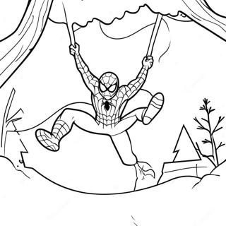 Pagina Para Colorear De Spiderman Festivo Balanceandose A Traves De La Nieve 62708-51937