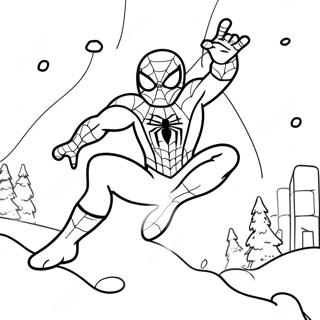 Pagina Para Colorear De Spiderman Festivo Balanceandose A Traves De La Nieve 62708-51939