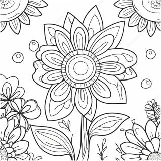 Pagina Para Colorear Del Crecimiento Vibrante De Flores 62769-51973