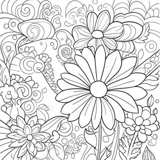 Pagina Para Colorear Del Crecimiento Vibrante De Flores 62769-51975