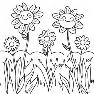 Pagina Para Colorear De Campo De Flores Soleadas 62949-52121