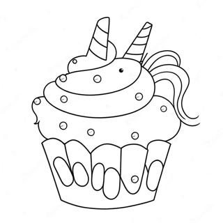 Pagina Para Colorear De Cupcake De Unicornio Brillante 63060-52216