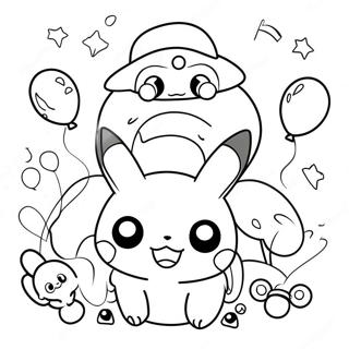 Pagina Para Colorear De La Celebracion De Cumpleanos De Pokemon 63129-52254