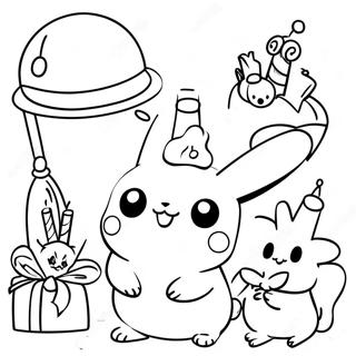 Pagina Para Colorear De La Celebracion De Cumpleanos De Pokemon 63129-52255