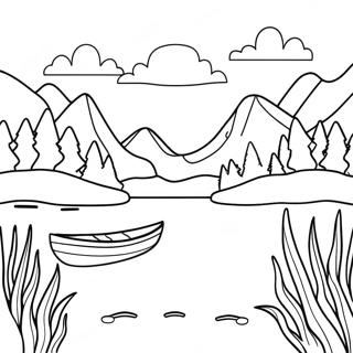 Pagina Para Colorear De Un Paisaje De Lago 63279-52371