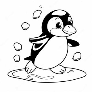 Pagina Para Colorear De Un Pinguino Lindos Deslizandose Sobre Hielo 63580-52605