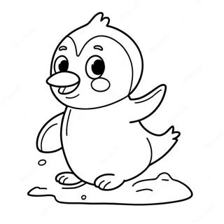 Pagina Para Colorear De Un Pinguino Lindos Deslizandose Sobre Hielo 63580-52607