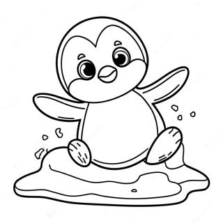 Pagina Para Colorear De Un Pinguino Lindos Deslizandose Sobre Hielo 63580-52608