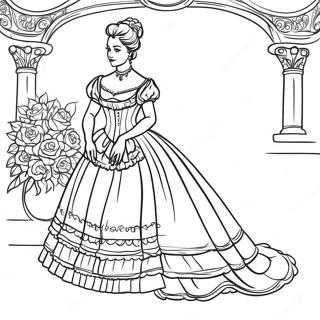 Pagina Para Colorear De Dama Victoriana Elegante En Vestido 63640-52655