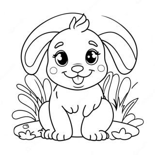 Pagina Para Colorear De Un Lindo Cachorro De Pascua Con Orejas De Conejo 63840-52817