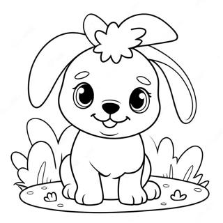 Pagina Para Colorear De Un Lindo Cachorro De Pascua Con Orejas De Conejo 63840-52818