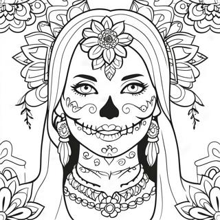 Pagina Para Colorear De Calavera De Azucar Femenina Gotica 63979-52911