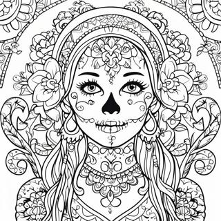 Pagina Para Colorear De Calavera De Azucar Femenina Gotica Intrincada 63980-52920